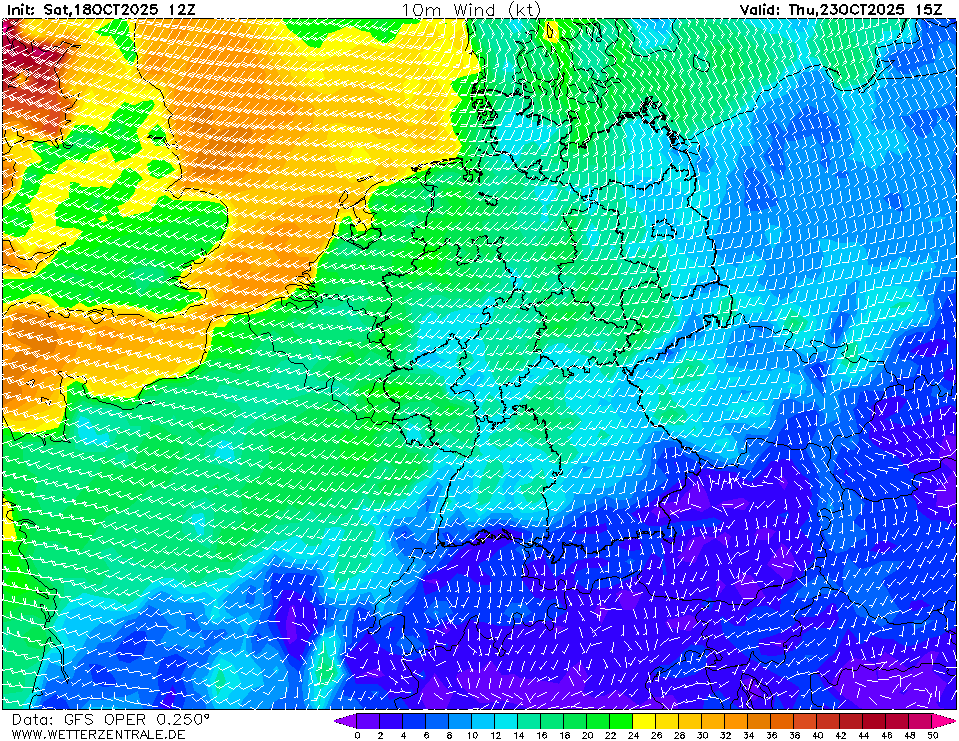GFS vmax 23. 10. 2025