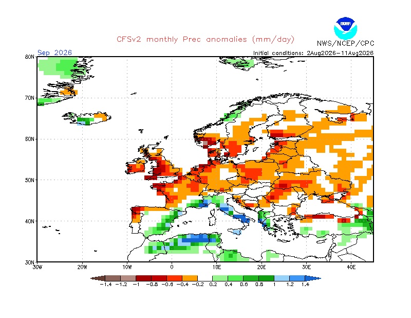 Na teplotně nadprůměrném září se shoduje i model CFS