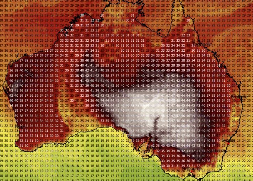 předpověď pro Austrálii na 29. ledna