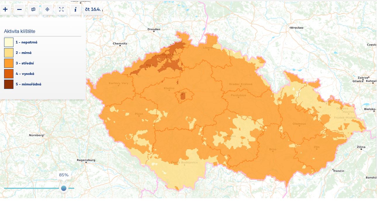 Ve čtvrtek aktivita klíštěte vzroste
